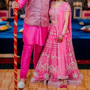 Fuchsia pink bridal lehenga